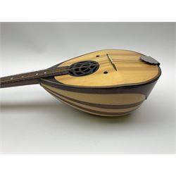 Cased bowl back mandolin,  L63cm