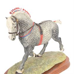 Border Fine Arts Percheron Supreme Champion on wooden plinth, H26cm