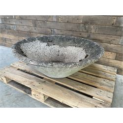 Large mid century tapering concrete planter