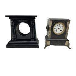 French striking Mantel clock and an Egyptian style Belgium slate clock case