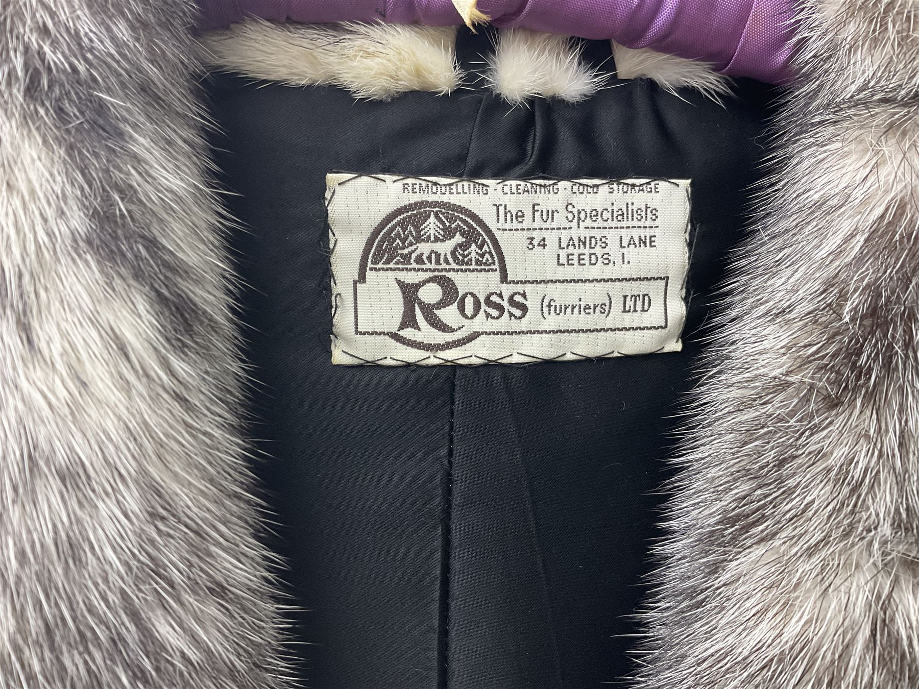 1980s Kohinoor mink 3/4 length coat, with embroidered floral lining, retailed by Ross Furriers Ltd, L112cm