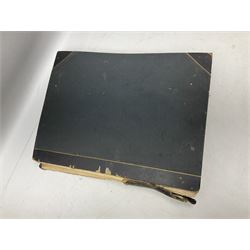 Victorian scrapbook of various fixed decoupage to include, greeting cards, portraiture, flowers, animals etc,