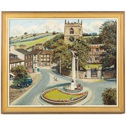 E Mace (British 20th century): Skipton Town Square, oil on board signed and dated 1974, 39.5cm x 49.5cm; Vivien R* (British 20th century): The Humber Estuary, gouache indistinctly signed and dated '93, 24cm x 34.5cm (2)