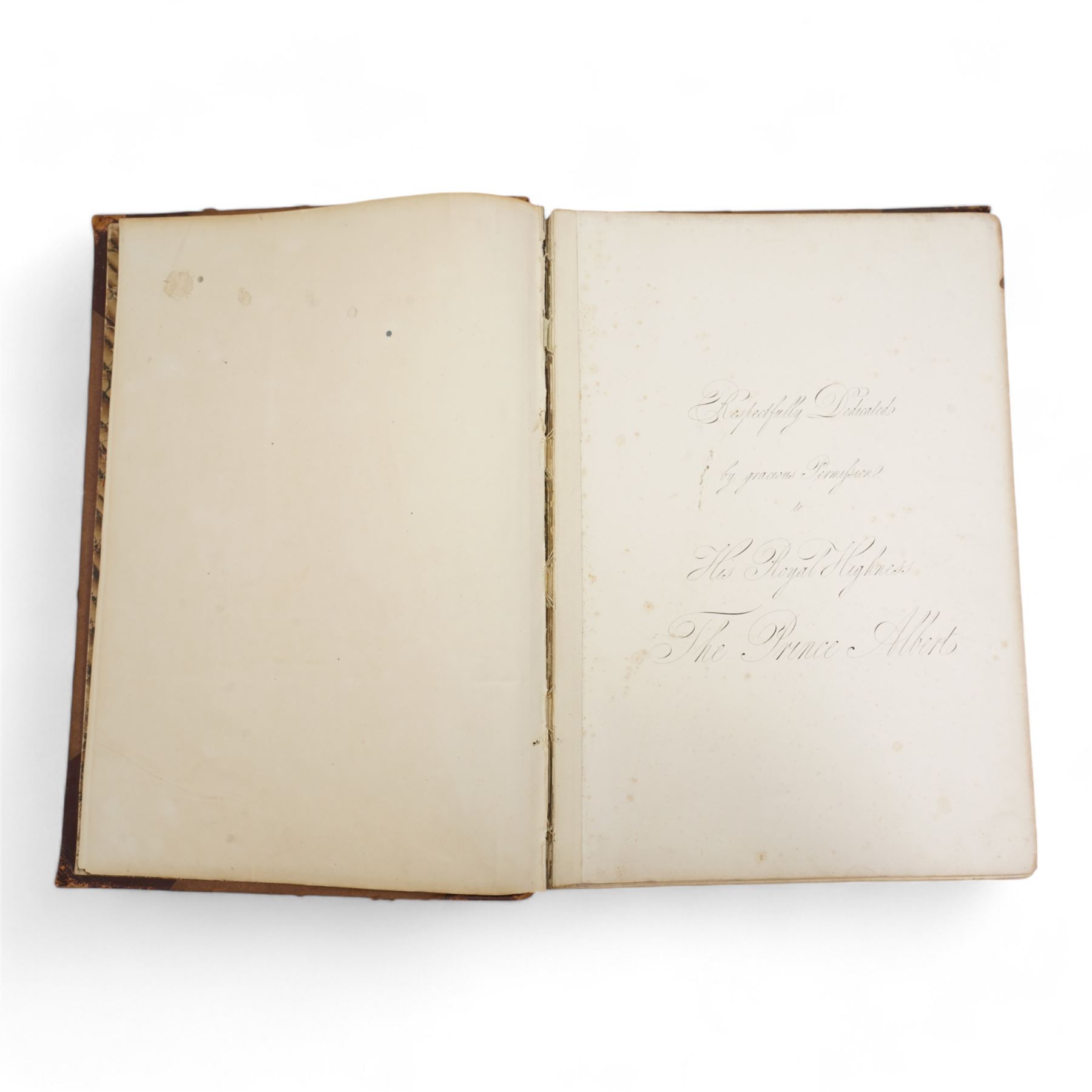 Sir William Gore Ouseley (British 1797-1866): 'Views in South America, from original drawings made in Brazil the River Plate, the Parana, &c', folio containing twenty six (26) tinted lithograph plates with lithographed titled and plan, dedication to Prince Albert with list of plates on verso, pub. London: Thomas McLean 1852, bound in oxblood leather and brown cloth
