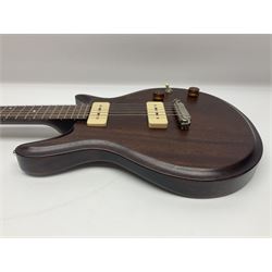 2008 Dan Macpherson 'JJ' English hand-made mahogany electric guitar, L95cm overall; in Ritter soft carrying case.
