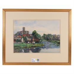 F A Roylance (British Early 20th century): Scarborough Castle and Harbour, watercolour signed and dated 1908, 33cm x 46cm; two other watercolours (3)