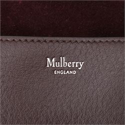 Mulberry - dark burgundy leather clutch pouch, the envelope flap with press-stud fastening and oversized silver-tone stud detailing to the corners, suede-lined interior, with original dust bag