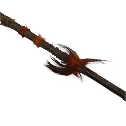 Tuareg tribe steel spear with inlaid brass work and a Northern Indian Naga barbed spear, longest L187cm 
