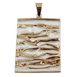 Rose gold on silver contemporary design pendant, stamped 925
