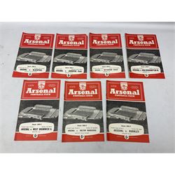 Arsenal F.C. - forty-nine home programmes for 1956/57 (21), 1957/58 (13) & 1958/59 (15) including Division One, F.A. Cup (including replays) and Friendly Matches (49). Auctioneers Note: The February 1st match against Manchester United (result Arsenal 4 Manchester United 5) was the final domestic league match played by the Manchester United first team before the Munich Air Crash - thus it was the last game played in the U.K. by the 'Busby Babes', before the tragic death of several of these players.