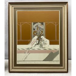 Bryan Organ (British 1935-): Figures in an Interior, limited edition screenprint signed, numbered 16/25 and dated 1968, 57cm x 45cm 