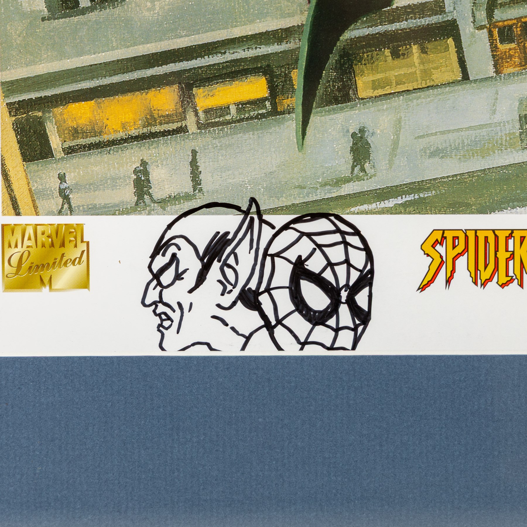 Three limited edition Dynamic Forces Marvel prints, comprising Spider-Man Reflection of Evil no. 141/1962, Spider-Man vs. Green Goblin signed by artist John Watson and The Hulk Bursting Out signed by artist Matt Busch limited no. 428/1000 with certificate of authenticity, largest H57cm, W38cm