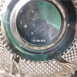 Silver three piece condiment set London 1973-1976 Maker C J Vander Ltd, George III silver sauce ladle London 1798, five silver coffee spoons, Dutch pierced silver server, silver handled knife, silver handled magnifying glass and small silver dish