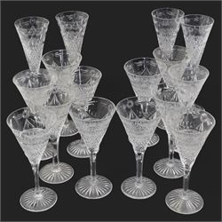 Stuart crystal 'Beaconsfield' pattern drinking glasses comprising twelve wine glasses and four champagne flutes (16)