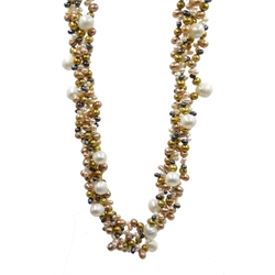  Four strand multi coloured cultured pearl necklace  