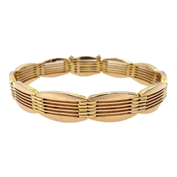  Rose gold four bar oval link bracelet, stamped WHW Ld 9c  