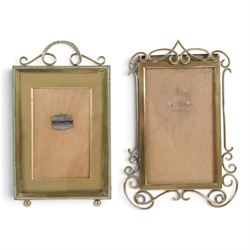 Collection of brass photo frames, including wire work examples, largest H37cm
