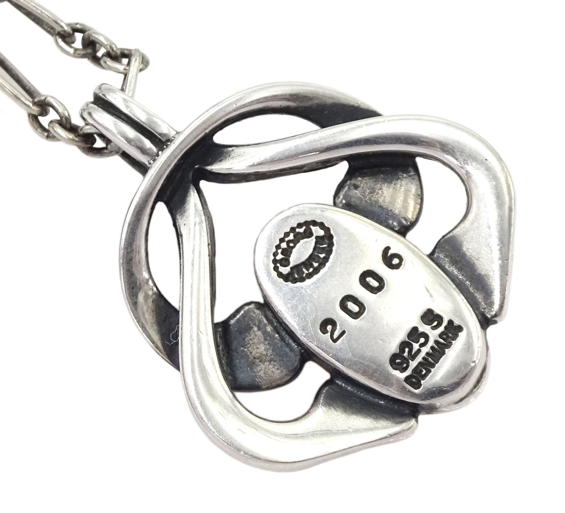 Georg Jensen 2006 Heritage Collection silver coral pendant necklace, stamped, boxed 