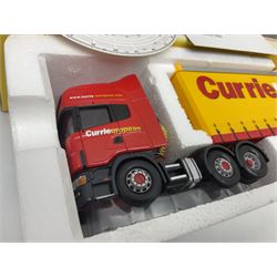 Corgi - three limited edition lorries; CC11905 ERF EC Flatbed Trailer & Log Load Los Millican (Penton) Ltd; CC12102 Renault Premium Curtainside Wm.Armstrong (Longtown) Ltd; and CC12903 Scania Topline Curtainside Currie European Transport; all boxed (3)