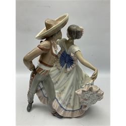 Lladro figure, Mexican Dancer, modelled as a couple dancing, sculpted by Regino Torrijos, with original box, no 5415, year issued 1987, year retired 2004, H32cm