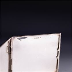 1940s silver cigarette case, of rectangular form with engine turned decoration, hallmarked Ellis & Co, Birmingham 1940, H8.5cm, W10cm