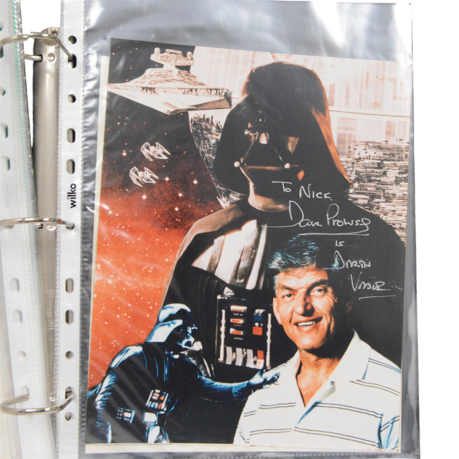 Collection of Sci-Fi signed photographs, mostly Star Wars, including Kenny Baker (R2D2), Jeremy Bulloch (Boba Fett), Michael Carter (Bib Fortuna), Phil Brown (Uncle Owen), Peter Mayhew (Chewbacca), Mike Edmonds (Logray), Warwick Davies (Wicket), Dave Prowse (Darth Vader) and Lou Ferringo (The Hulk), all dedicated, obtained at the Dave Prowse Promotions Mulitcon Event 1998 at The Norbreck Caste Hotel, Blackpool