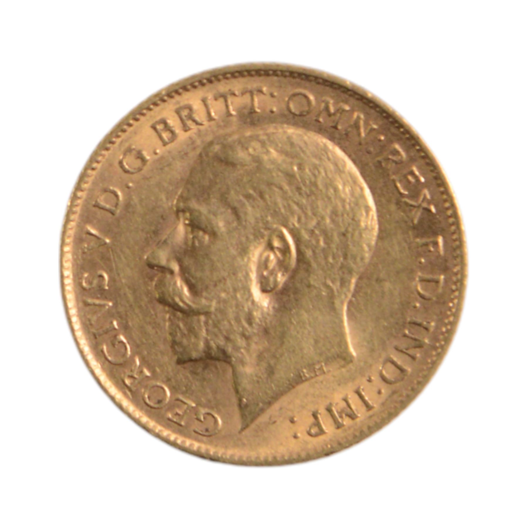 King George V 1911 gold half sovereign coin