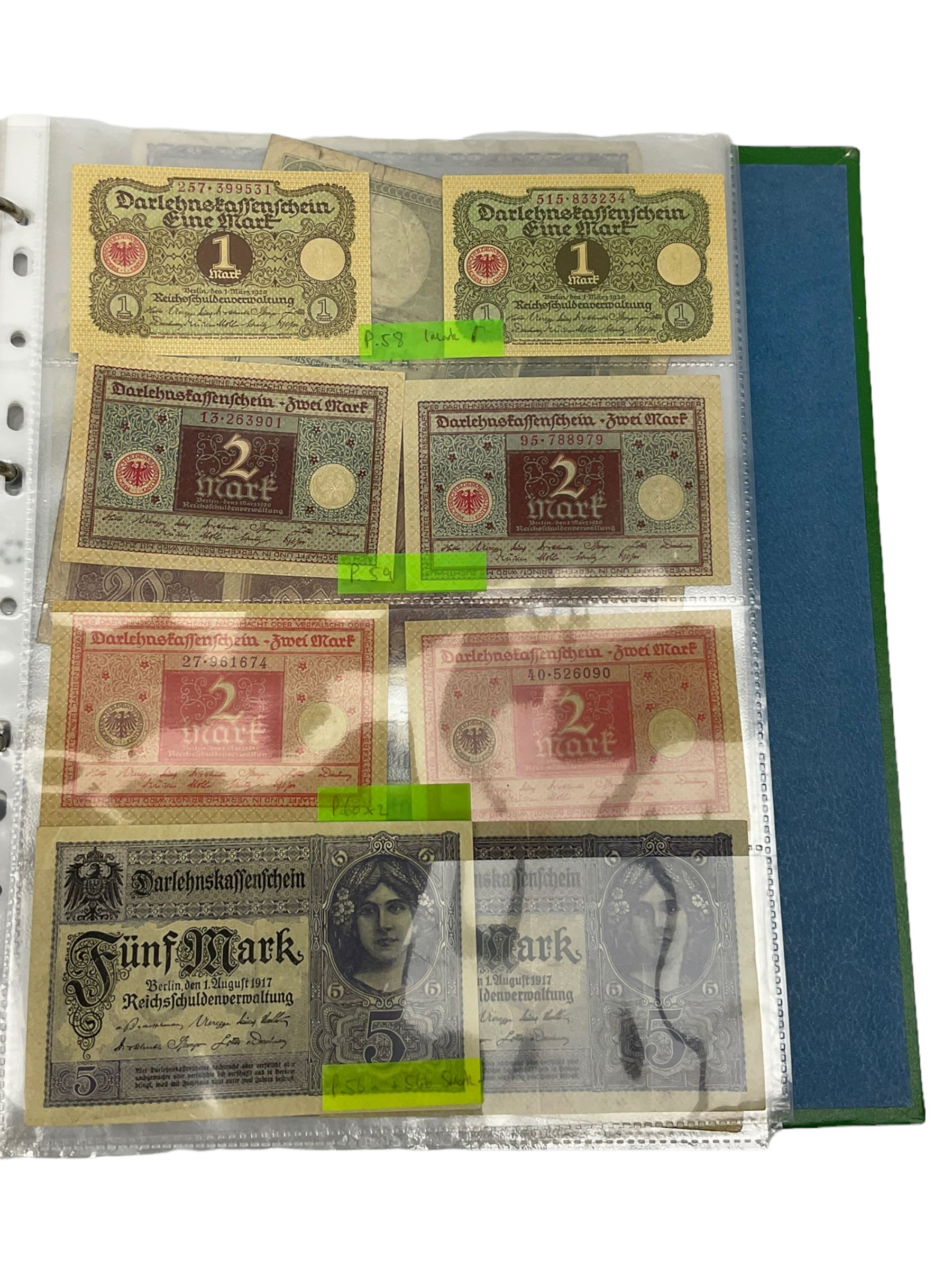 Collection of German banknotes, mostly dating between 1918 and 1923, many being of a high grade, with vendor's inventory, housed in a ring binder