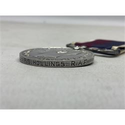 George VI RAF Long Service and Good Conduct Medal awarded to 506313 F/Sgt. F.G. Hollings R.A.F.; with ribbon 