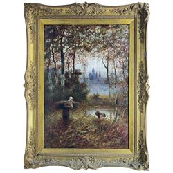 Eugene Joseph McSwiney (Irish 1866-1936): Gathering Firewood in Autumn, oil on canvas signed 80cm x 55cm