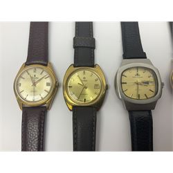 Eight automatic wristwatches including Omega, Jaeger-Lecoultre, Montine, Penguin, MuDu, Zodiac, Tressa and Florina