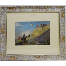  Geologists in the Mica Mines Mama Russia, oil on board by Vladimir Petrovitch Tomilovsky (Russian 1901-1990) unsigned 24cm x 34cm  Provenance: with Ader Nordmann 12-02-2015 Lot 125, label verso      