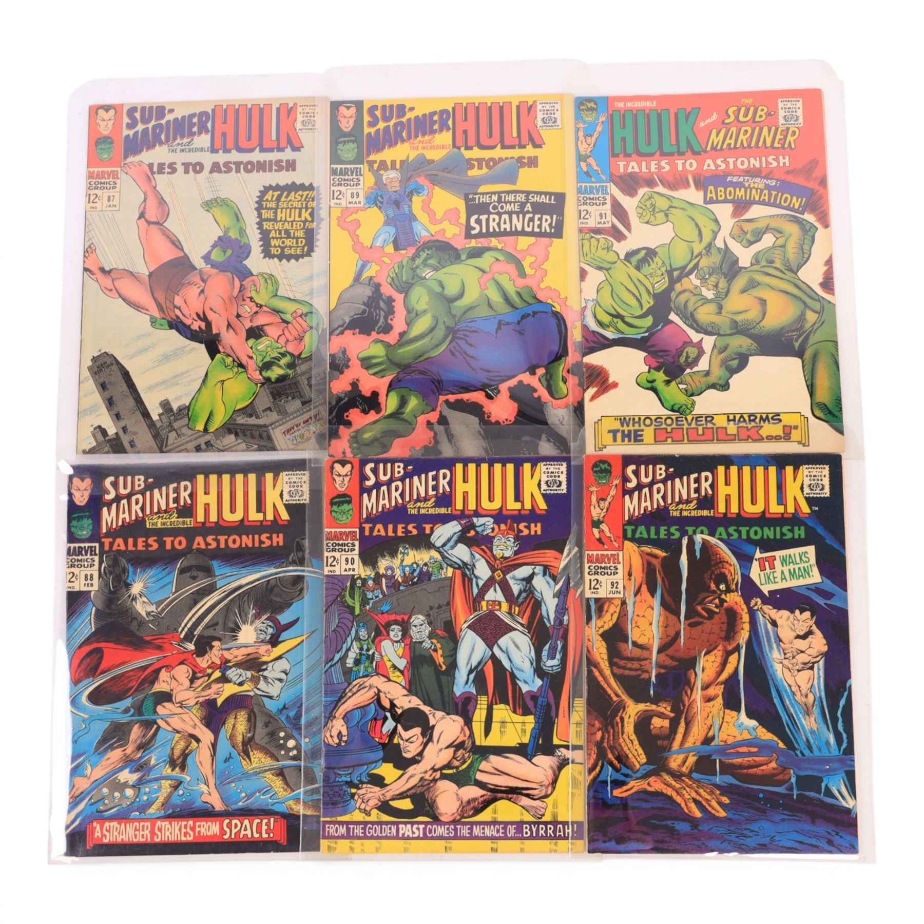 Forty Marvel Silver Age 'Tales to Astonish' comic books, featuring The Incredible Hulk, Giant Man and Sub-Mariner, spanning years 1964-1968, comprising issues #62-#69 and #71-#101