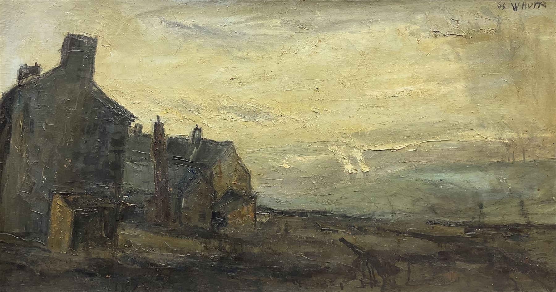 Herbert Whone (Northern British 1925-2011): 'A View near Huddersfield', oil on canvas signed and dated '65, 62cm x 118cm
