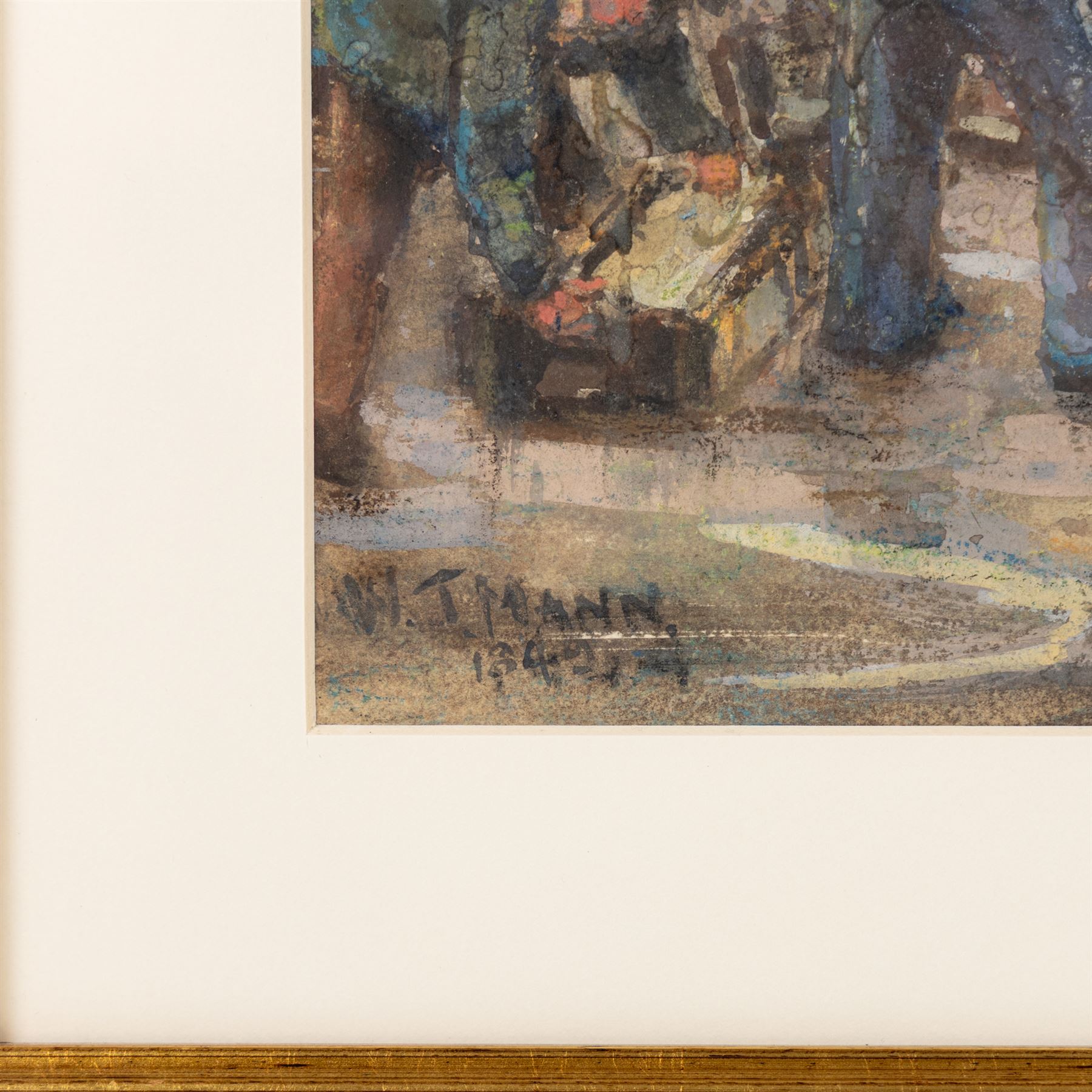 William J Mann (Scarborough mid 20th Century): Steam Trawlers by the Fish Quay Scarborough, watercolour signed and dated '49, with a study of shipping beneath mount verso 30cm x 45cm
Notes: Mann was a member of the Fylingdales Group of Artists and lived in Newby, Scarborough. 
Provenance: purchased David Duggleby Ltd 21st June 2024 Lot 21