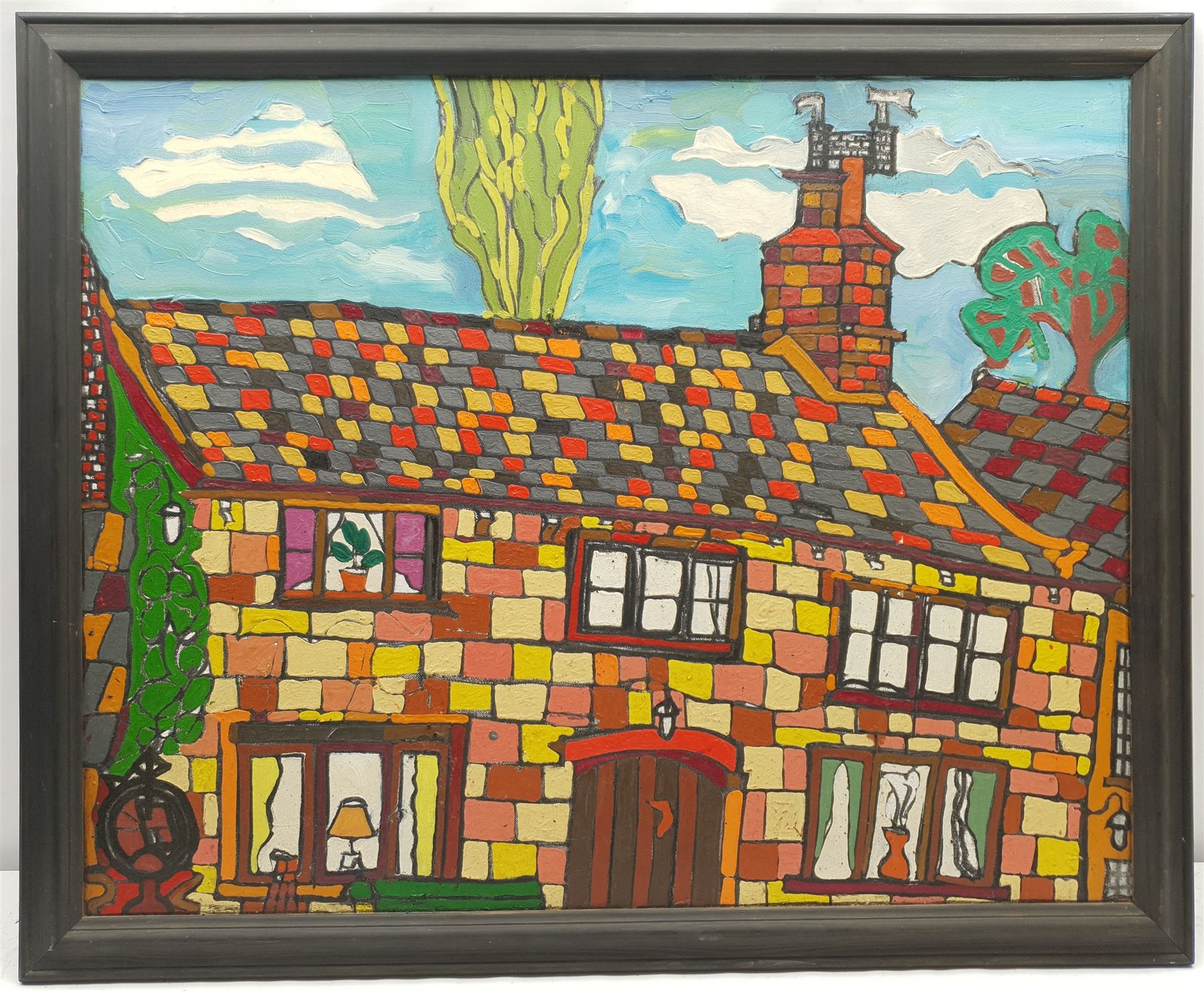 Adam Raven (British 1952-2006): Suburbia, impasto oil on canvas signed verso 60cm x 75cm
