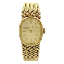 Bueche-Girod 9ct gold ladies manual wind bracelet wristwatch, hallmarked