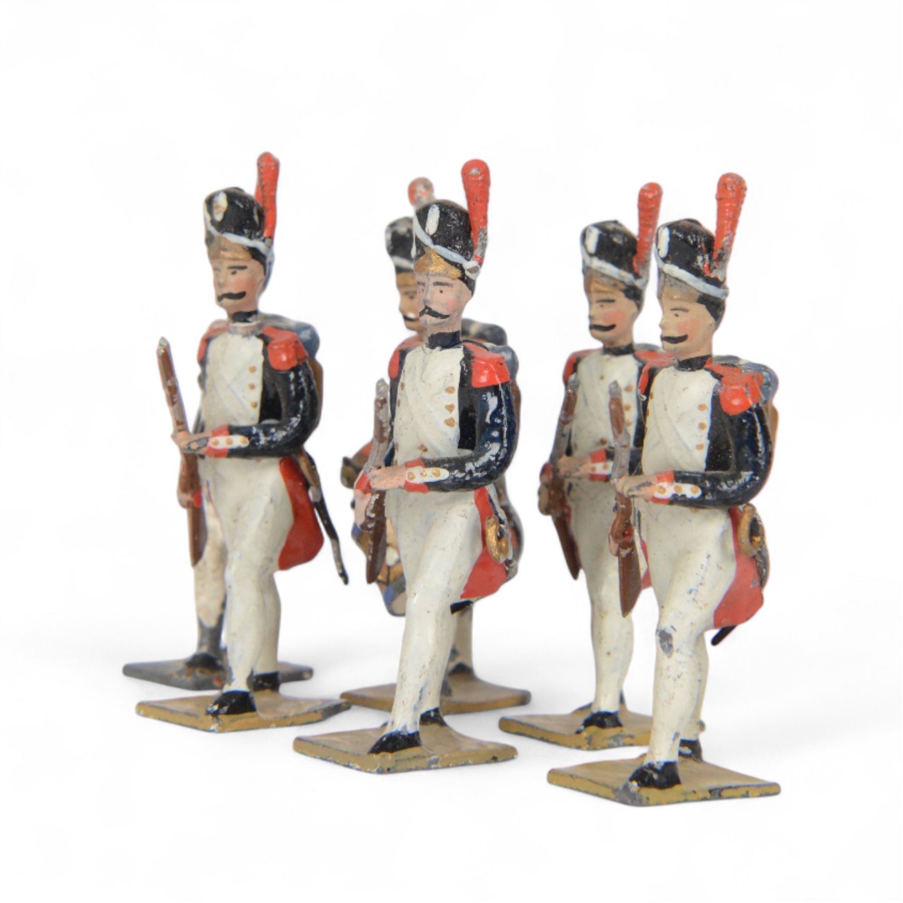 French CBG Mignot Napoleonic Grenadiers a Pied de la Garde marching, comprising of five  guardsmen and one drummer