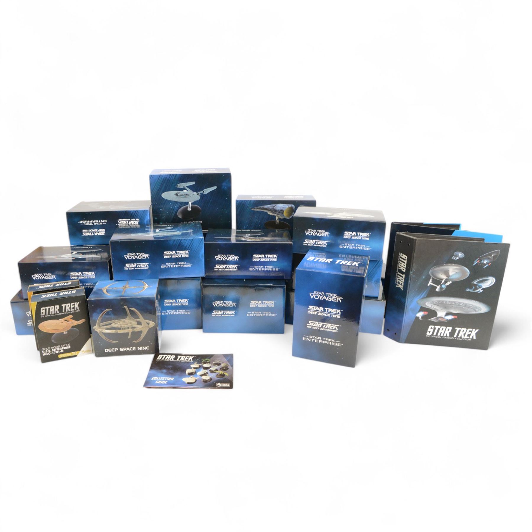 Twenty-three Eaglemoss 'Star Trek The Official Starship Collection' Special Edition starships, to include two Hero Collector Gold Editions USS Enterprise NCC-1701-d and USS Enterprise NCC-1701, all boxed and with accompanying magazines housed in folders 