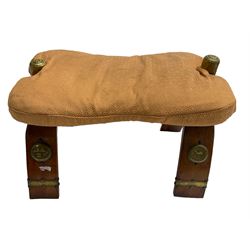 20th century camel stool with upholstered seat