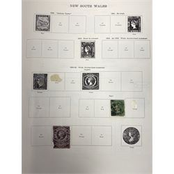 Australia New South Wales stamps, including 1850-4 various imperf issues, 1854-6 including five pence, six pence, one shilling etc, 1856-60 registered letter stamps, 1861-88 five shillings etc, housed on pages