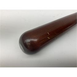 Three police turned hardwood truncheons comprising two patrol truncheons and WPC short truncheon (3)