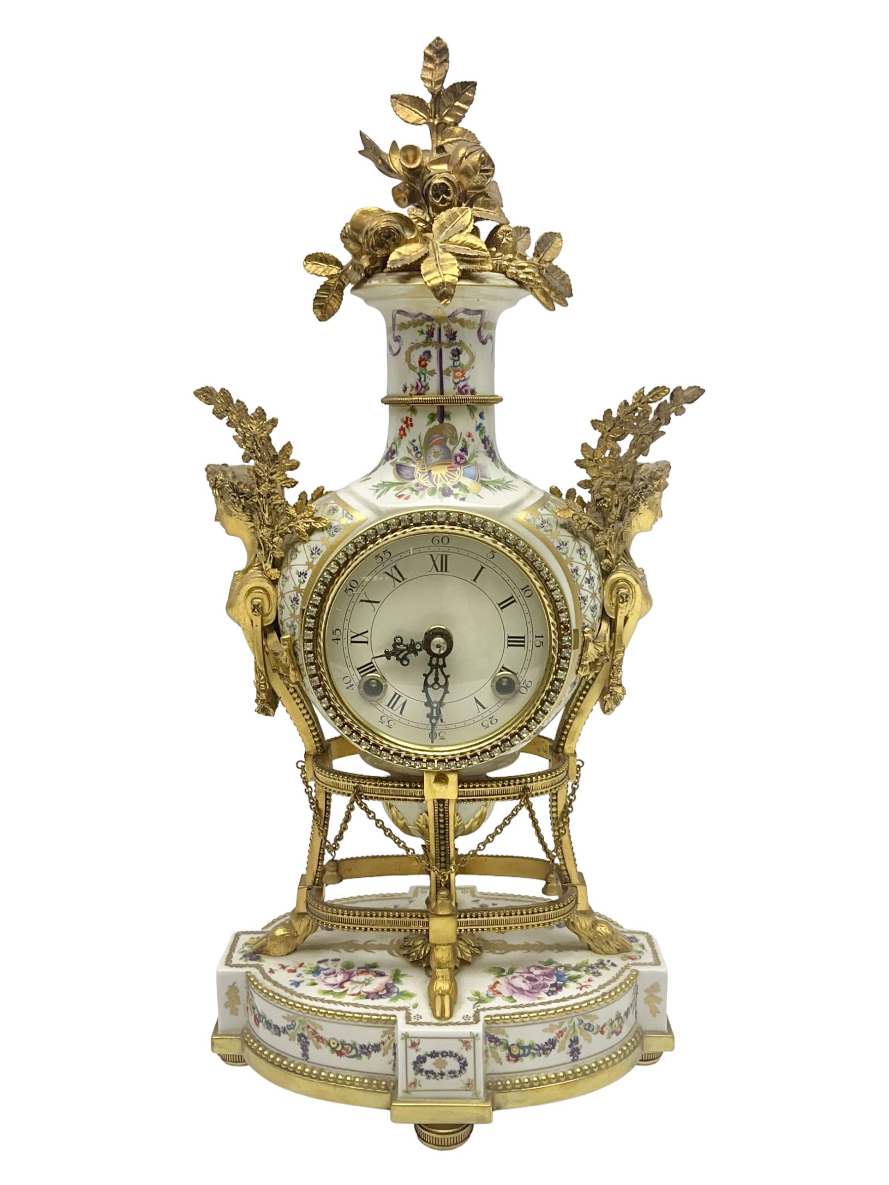 Franklin Mint; Marie Antoinette flowers of Versailles clock, H42cm