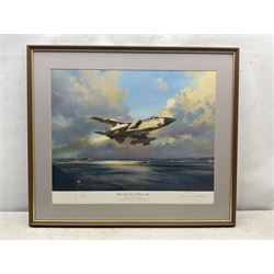 Collection of aviation prints, including Frank Wooton: Operation Desert Storm, signed in pencil; John Diamond: Tens, signed in pencil; Gerald Coulson: Lancaster Bomber; and Barrie AF Clark: Spitfire (4)
