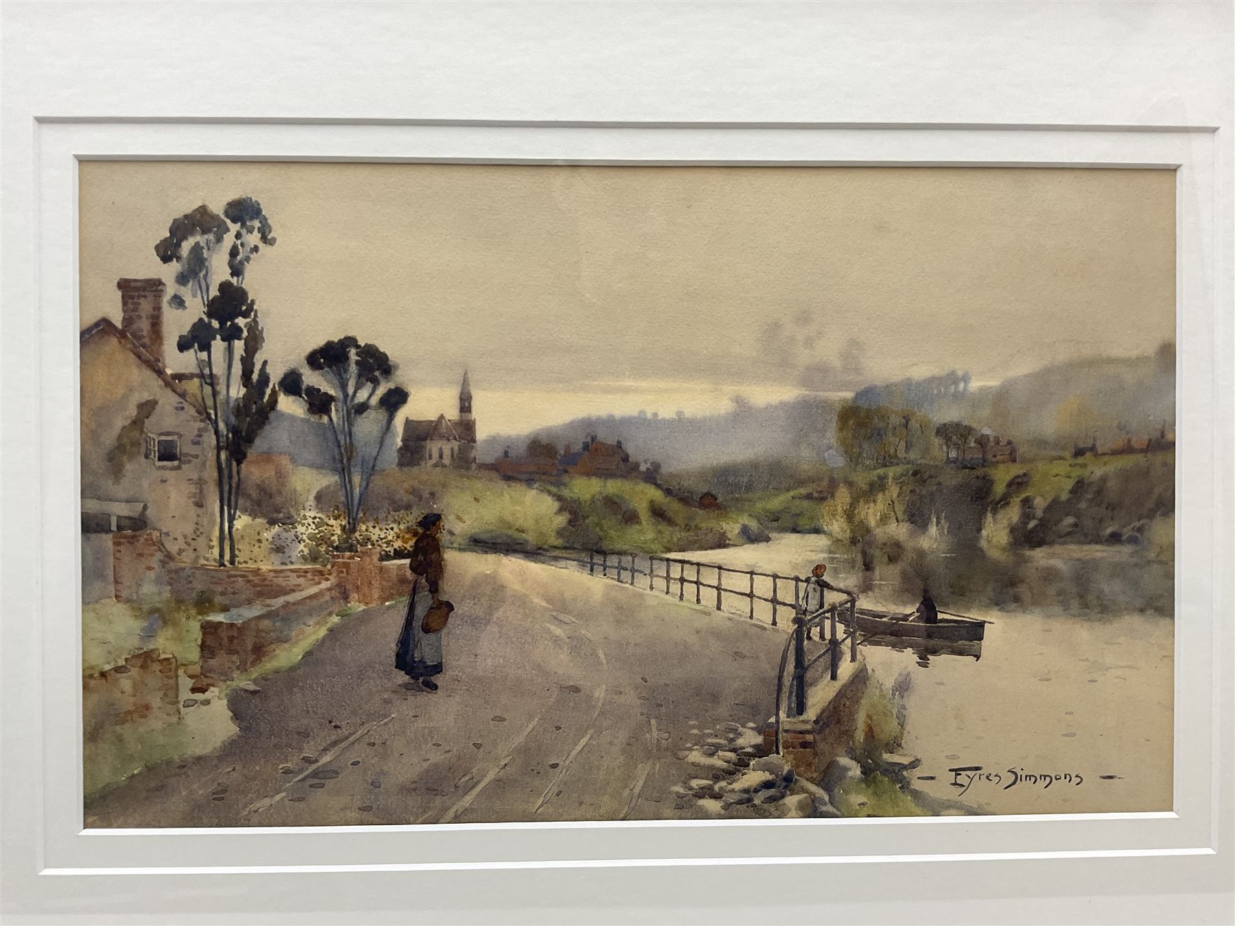 Charles Eyres Simmons (Cornwall 1872-1955): Young Ladies at the Riverside, pair watercolours signed 20cm x 25cm and 23cm x 38cm (2)