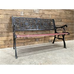 Cast iron and wood slatted garden bench