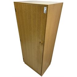 Meredew - mid-20th century oak single wardrobe (W61cm, H153cm, D46cm); and matching double wardrobe (W122cm, H176cm, D54cm)