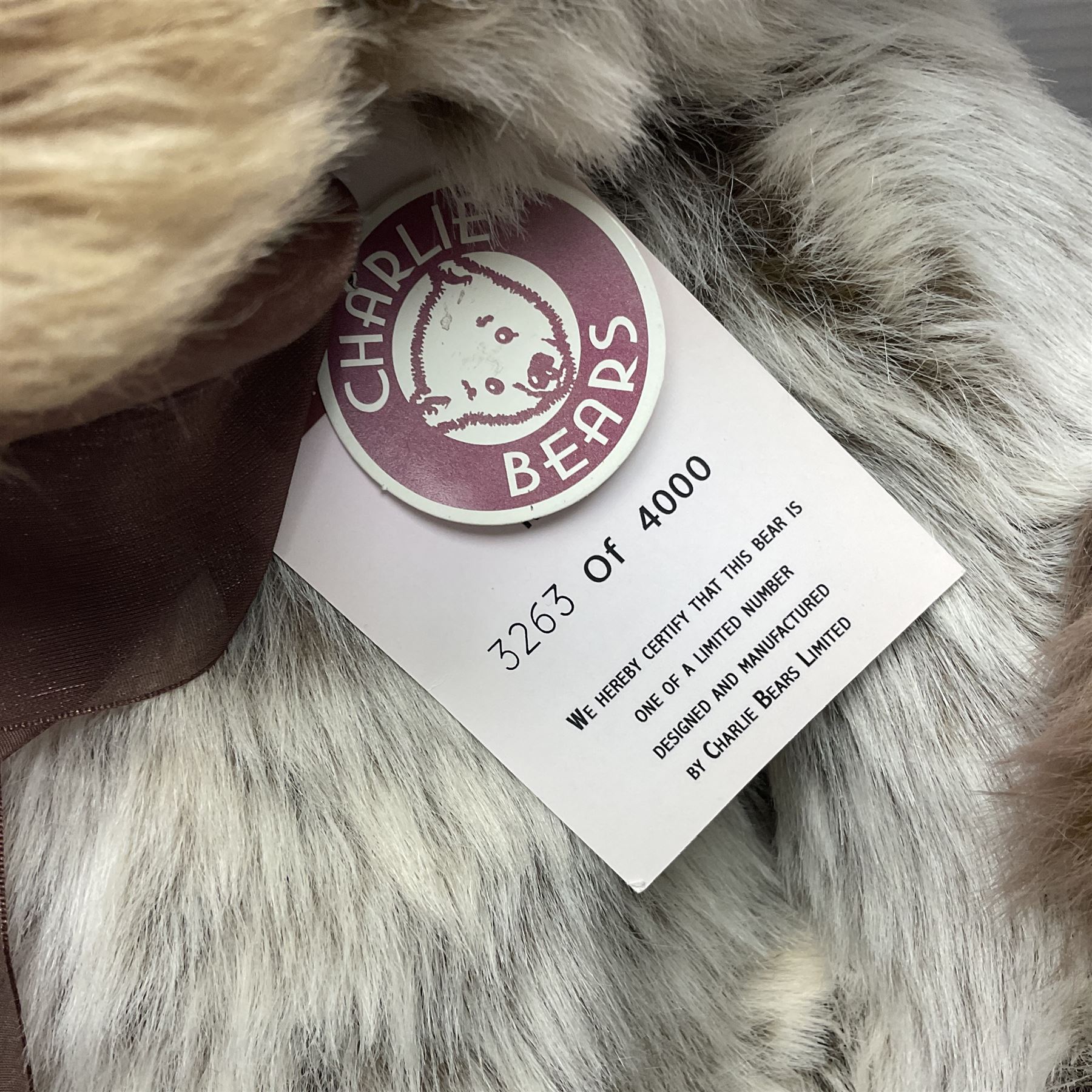 Two Charlie Bears - CB114040B William IV teddy bear, from the 2011 Charlie Bears Plush Collection, limited edition No.3263/4000; H50cm; and CB083796 Kelsey; both designed by Isabelle Lee and with original tags (2)

