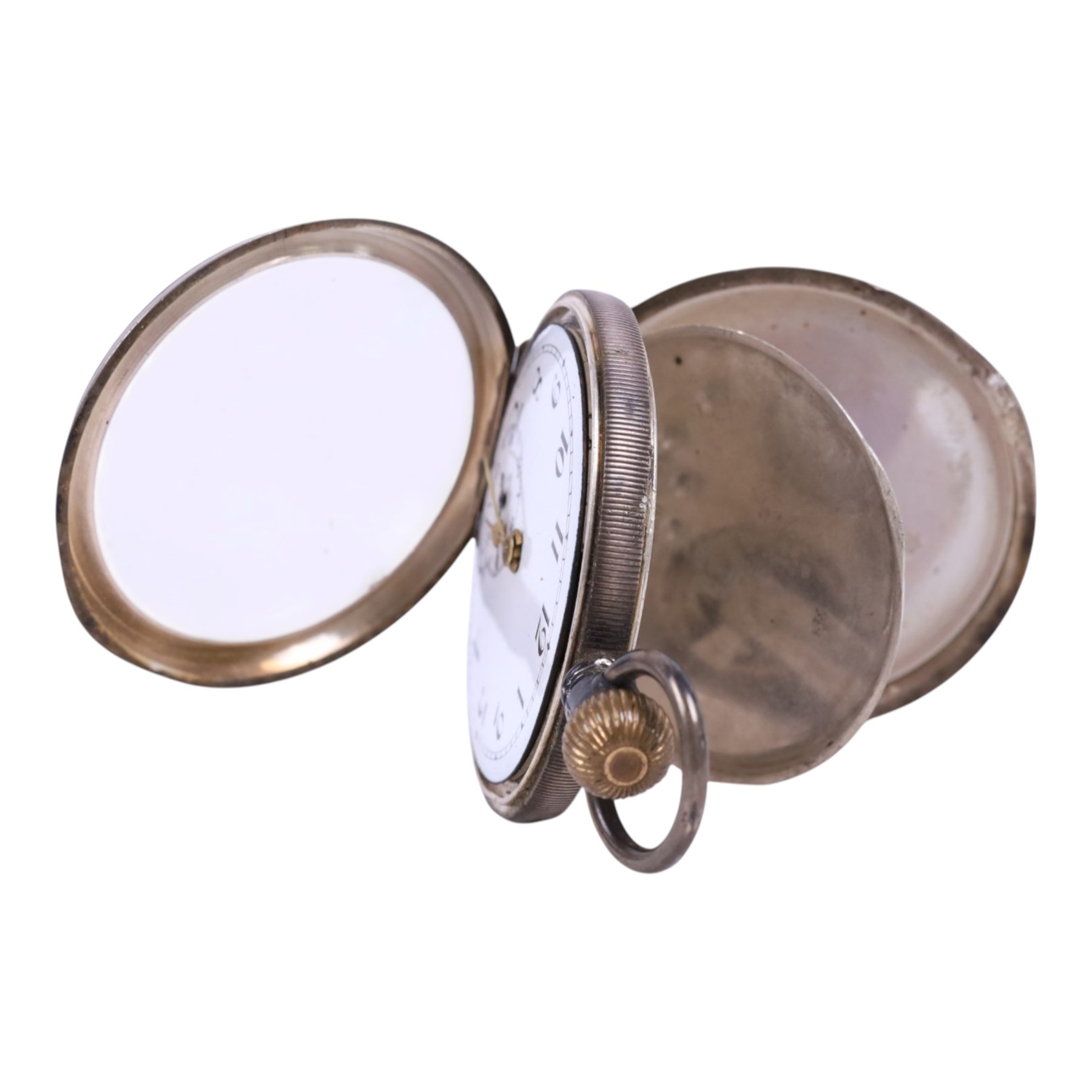 Continental silver ladies fob watch with silvered dial, stamped 800, on Albertina together with a silver cased open faced pocket watch, with silver import marks