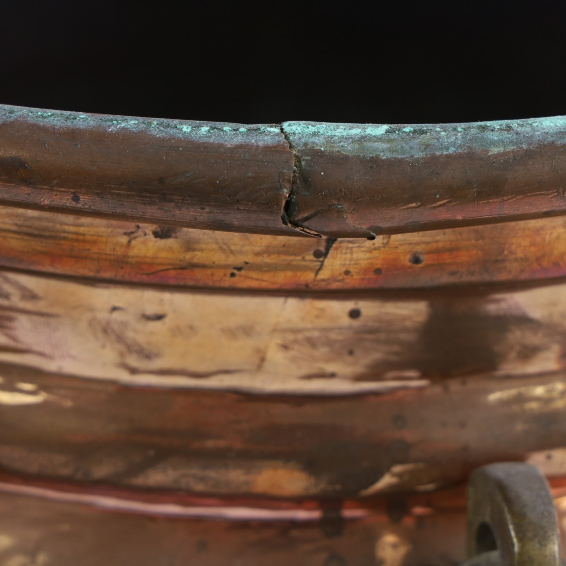 Twin handled copper jardiniere, together with brass tray with pierced boarder, jardiniere H29cm